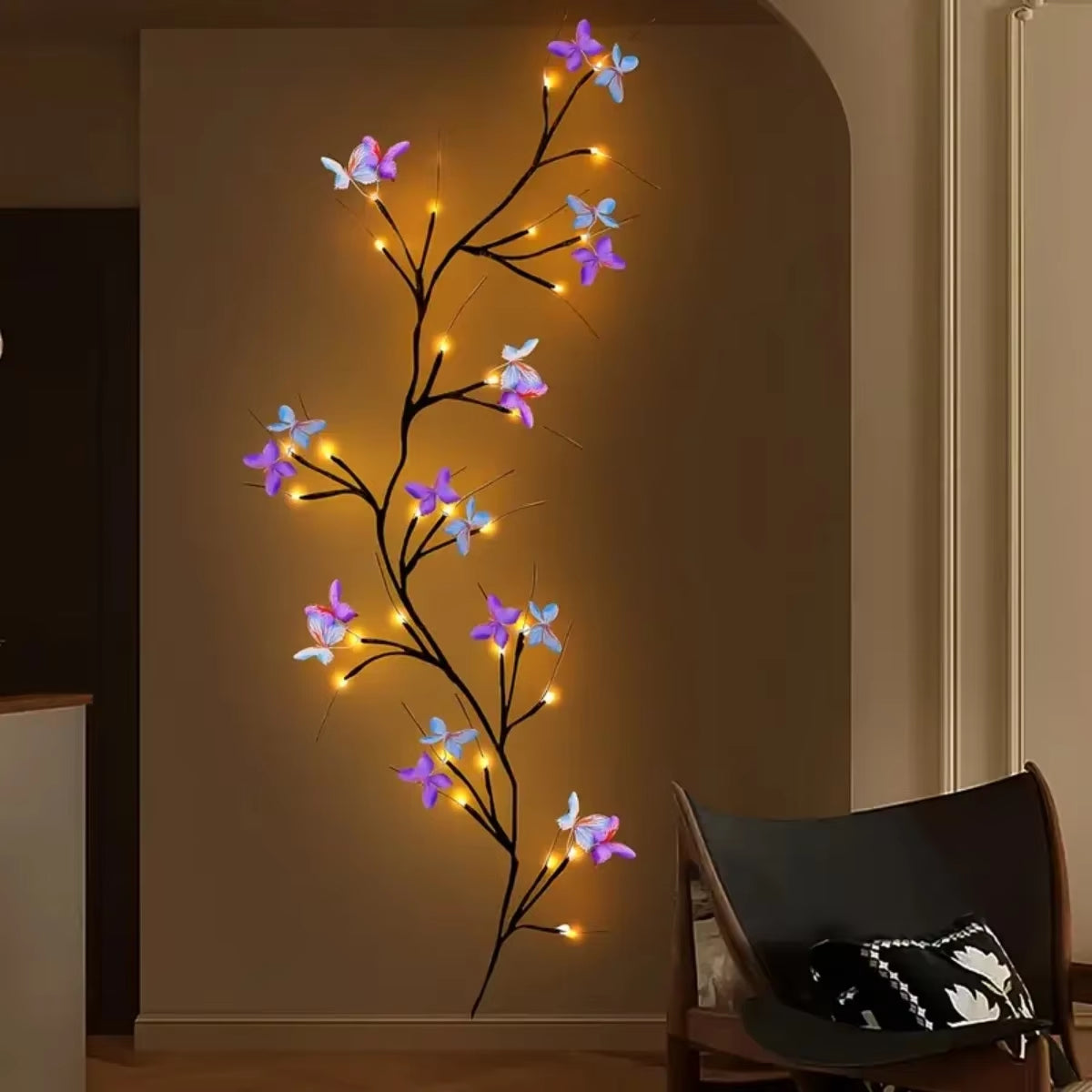 Magical 1Pc 30-LED Willow Vine Light with Butterflies – USB, 8 Modes, Indoor & Outdoor, Waterproof