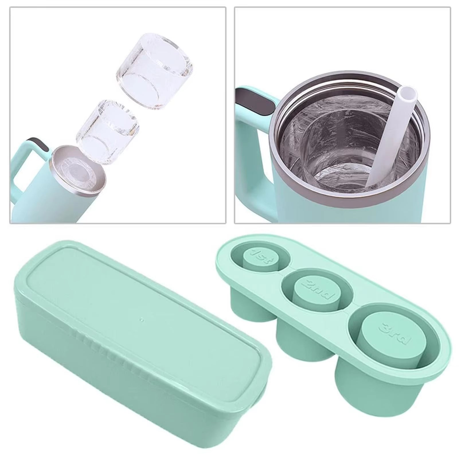 Silicone Ice Cube Molds with Lid for 30/40 Oz Tumbler Cups