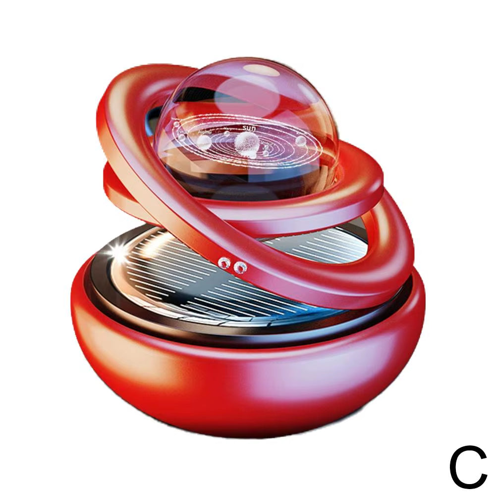 Solar-Powered Rotating Crystal Ball Car Air Freshener – Double Suspended Aromatherapy Ornament