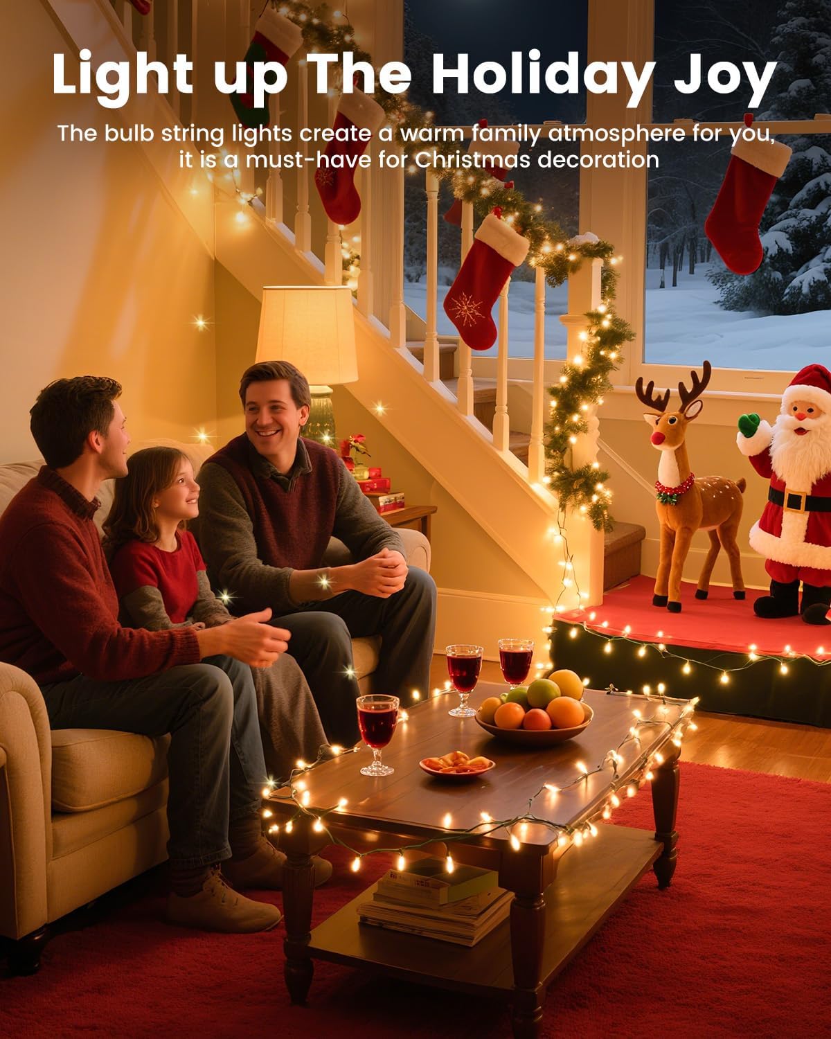 Clear Christmas String Lights 100 Count 25 Feet Incandescent Bulb Mini Lights for Indoor Xmas Tree Garland Birthday Wedding Party Festival Decoration, Green Wire