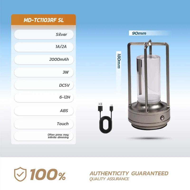 LED Crystal Table Lamp – Rechargeable Touch Night Light for Bedroom, Bedside, and Decorative Use