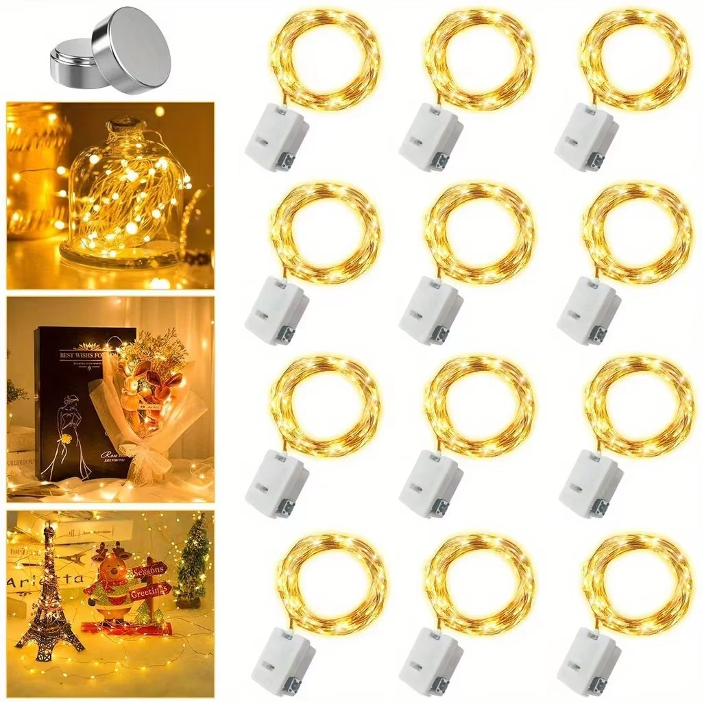 10-Pack Waterproof Mini Copper Fairy Lights – 3 Speed Modes