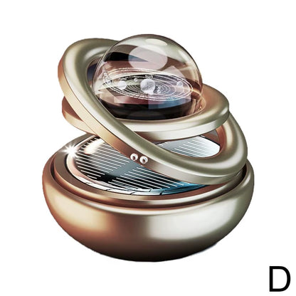 Solar-Powered Rotating Crystal Ball Car Air Freshener – Double Suspended Aromatherapy Ornament