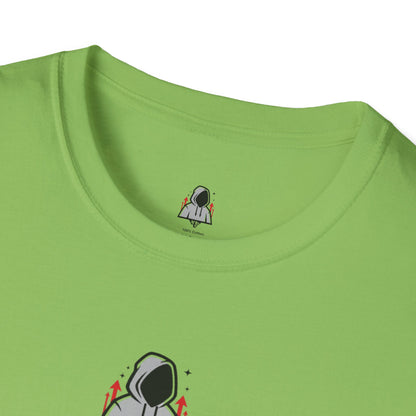 Hooded Figure Cityscape T-Shirt | Urban Streetwear Graphic Tee