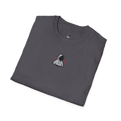 Hooded Figure Cityscape T-Shirt | Urban Streetwear Graphic Tee