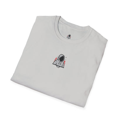 Hooded Figure Cityscape T-Shirt | Urban Streetwear Graphic Tee