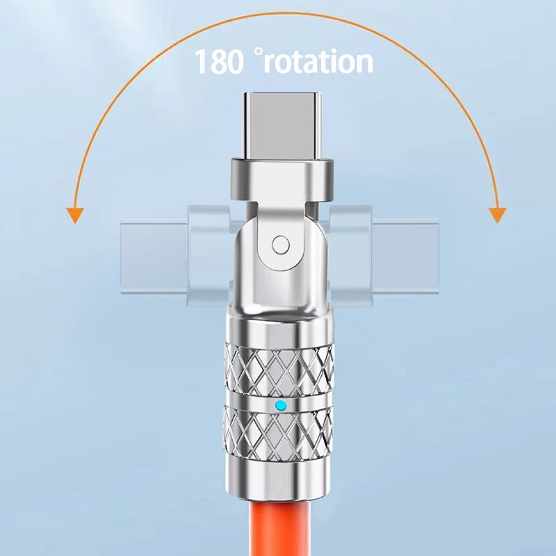USB to Type C 180 Degree Rotation Charge Data Cable 120W