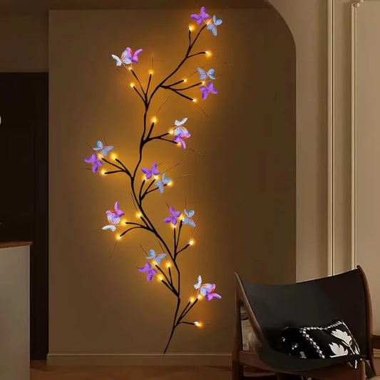 Magical 1Pc 30-LED Willow Vine Light with Butterflies – USB, 8 Modes, Indoor & Outdoor, Waterproof