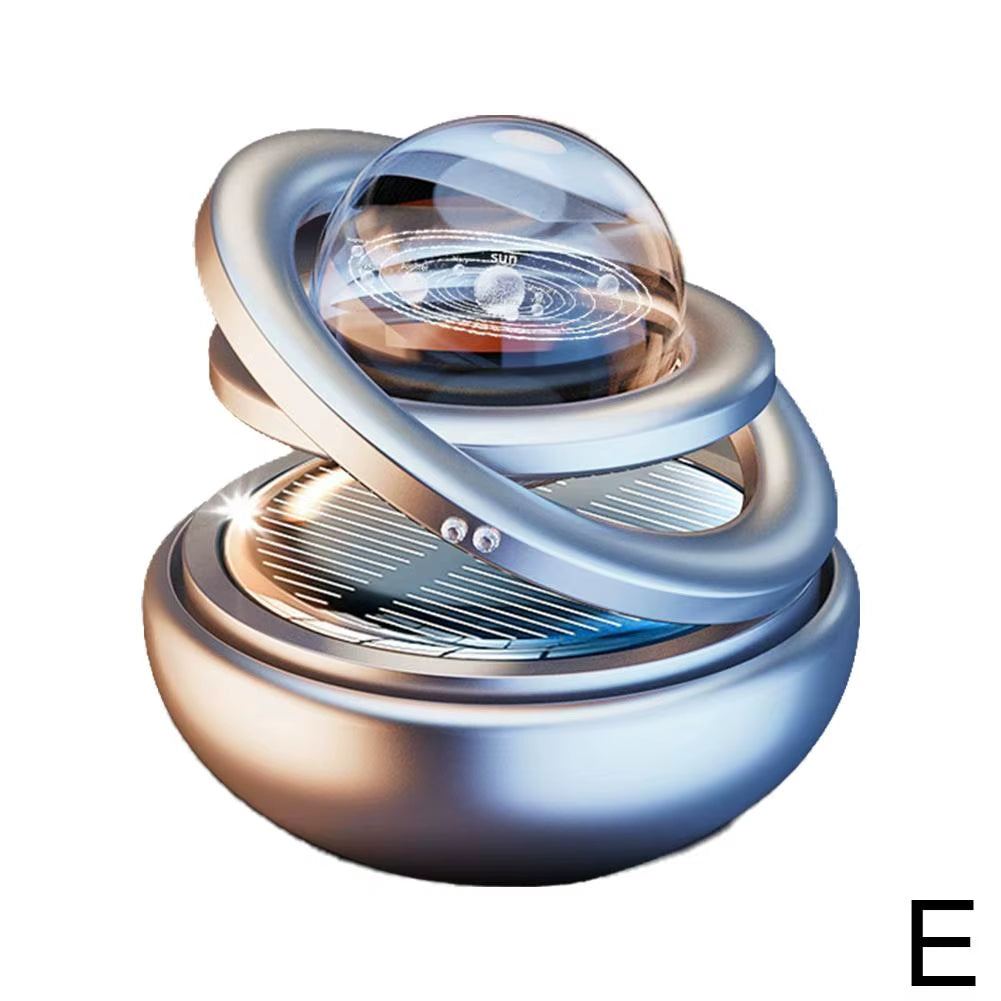 Solar-Powered Rotating Crystal Ball Car Air Freshener – Double Suspended Aromatherapy Ornament