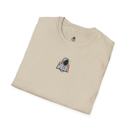 Hooded Figure Cityscape T-Shirt | Urban Streetwear Graphic Tee