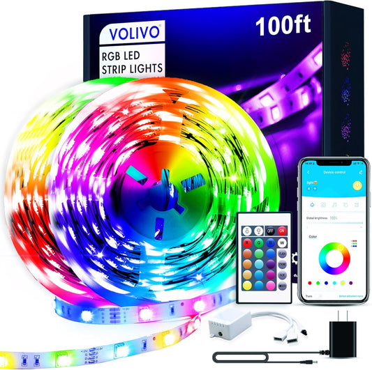 Bluetooth RGB LED Strip Lights – App-Controlled, Music Sync, Color-Changing for Bedroom & Home Décor