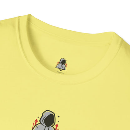 Hooded Figure Cityscape T-Shirt | Urban Streetwear Graphic Tee