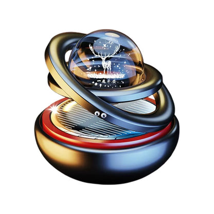 Solar-Powered Rotating Crystal Planet Car Ornament