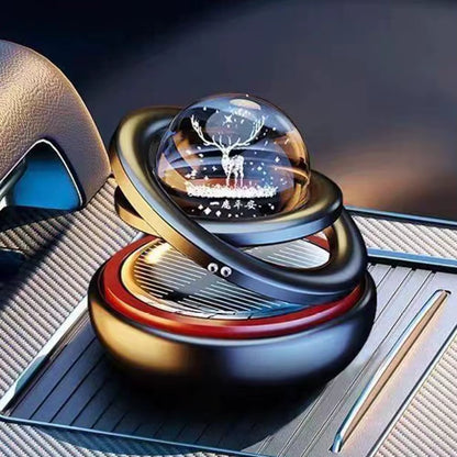 Solar-Powered Rotating Crystal Planet Car Ornament