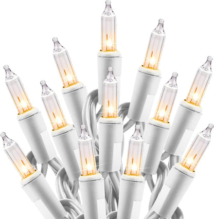 Clear Christmas String Lights 100 Count 25 Feet Incandescent Bulb Mini Lights for Indoor Xmas Tree Garland Birthday Wedding Party Festival Decoration, Green Wire