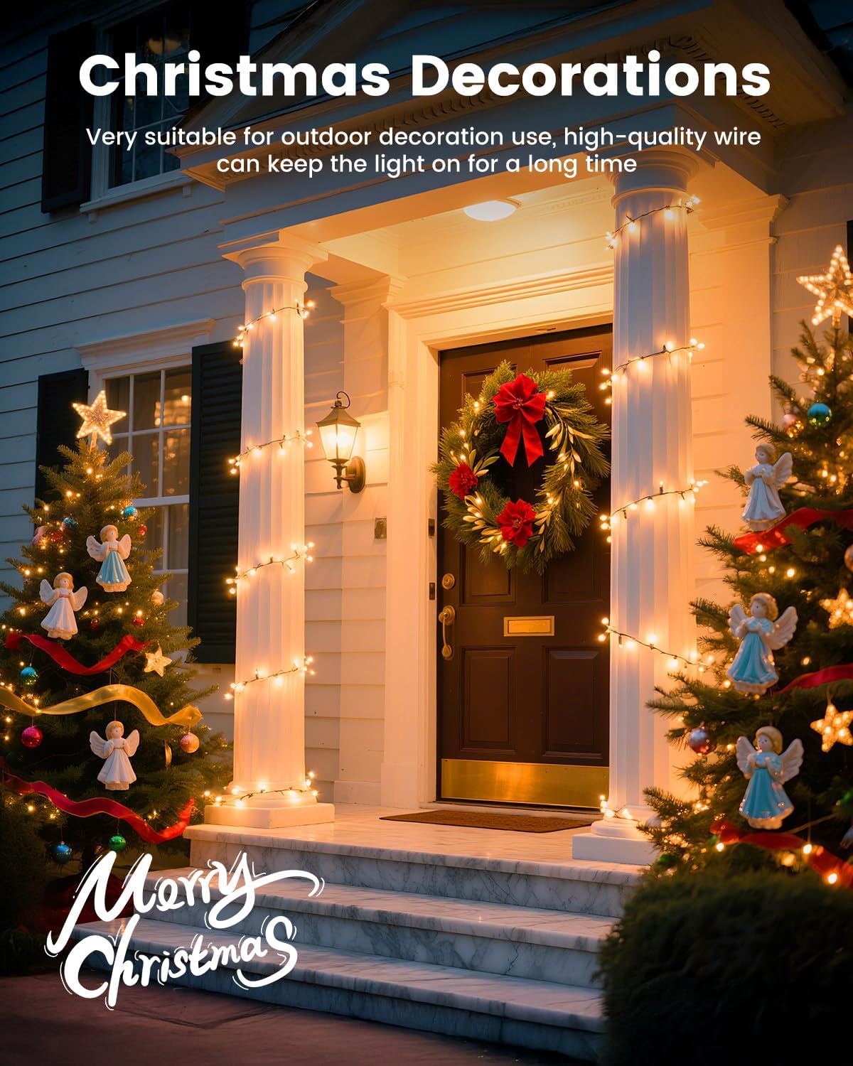 Clear Christmas String Lights 100 Count 25 Feet Incandescent Bulb Mini Lights for Indoor Xmas Tree Garland Birthday Wedding Party Festival Decoration, Green Wire