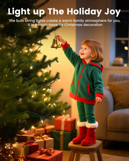 Clear Christmas String Lights 100 Count 25 Feet Incandescent Bulb Mini Lights for Indoor Xmas Tree Garland Birthday Wedding Party Festival Decoration, Green Wire