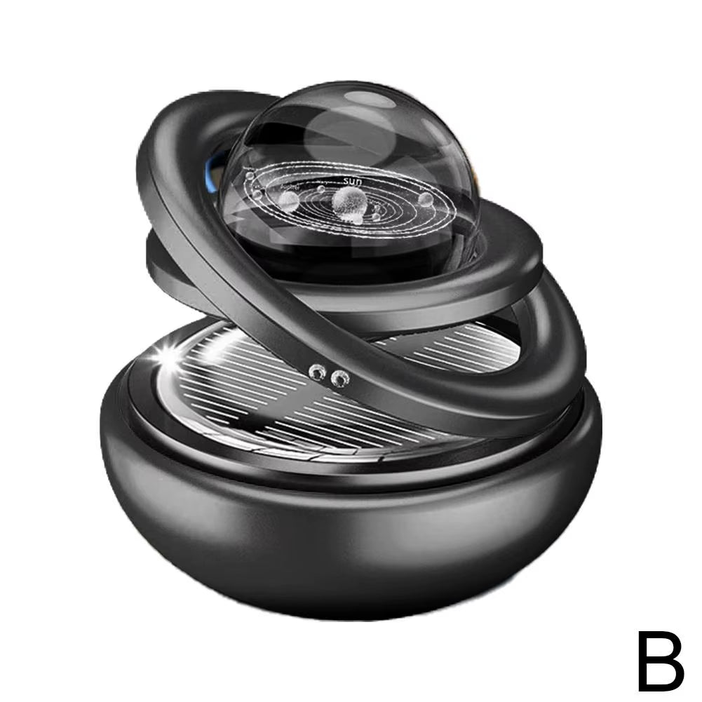 Solar-Powered Rotating Crystal Ball Car Air Freshener – Double Suspended Aromatherapy Ornament