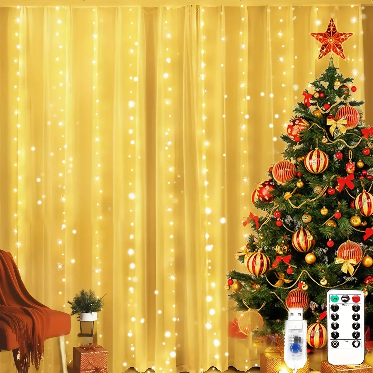 Remote-Controlled USB LED Curtain Fairy Lights – 3/4/6 Meters