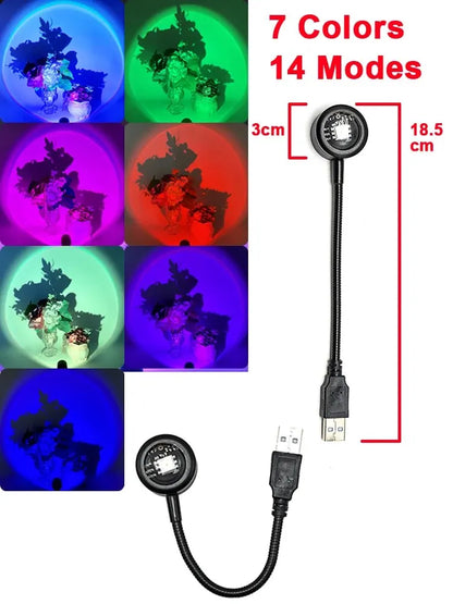 USB Sunset Glow LED Projection Lamp