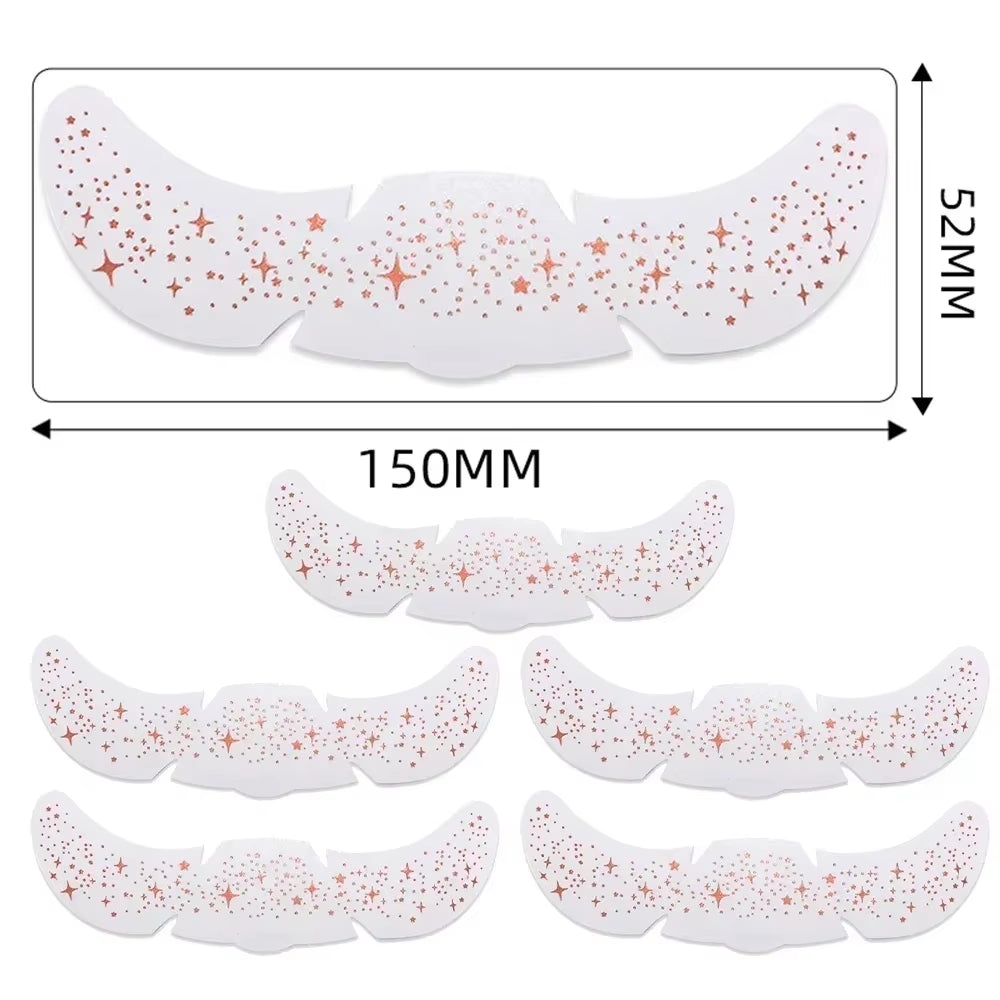 6Pcs Hot Stamping Freckles Makeup Patches Metallic Radiation Golden Silver Fake Freckles Temporary Tattoo Stickers Face Makeup