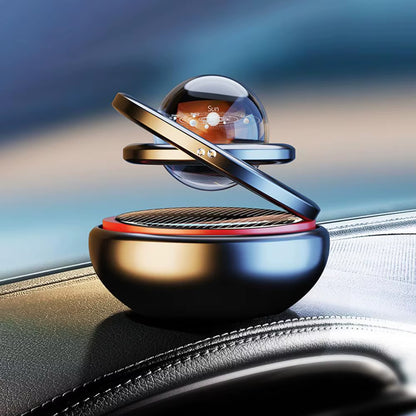 Solar-Powered Rotating Crystal Ball Car Air Freshener – Double Suspended Aromatherapy Ornament