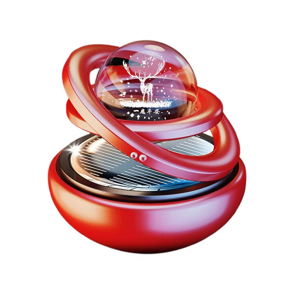 Solar-Powered Rotating Crystal Planet Car Ornament