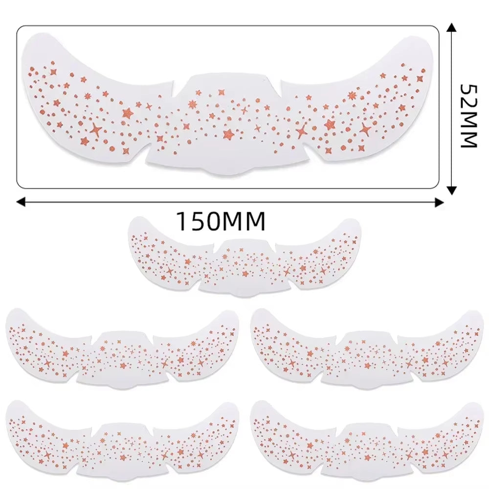 6Pcs Hot Stamping Freckles Makeup Patches Metallic Radiation Golden Silver Fake Freckles Temporary Tattoo Stickers Face Makeup