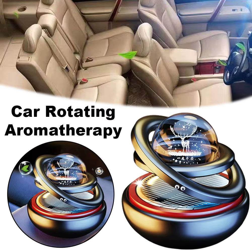 Solar-Powered Rotating Crystal Planet Car Ornament